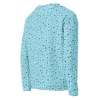 White unisex Daemon Luxury Speckled Diamonds Caribbean sweatshirt with all-over print on the right back side.
