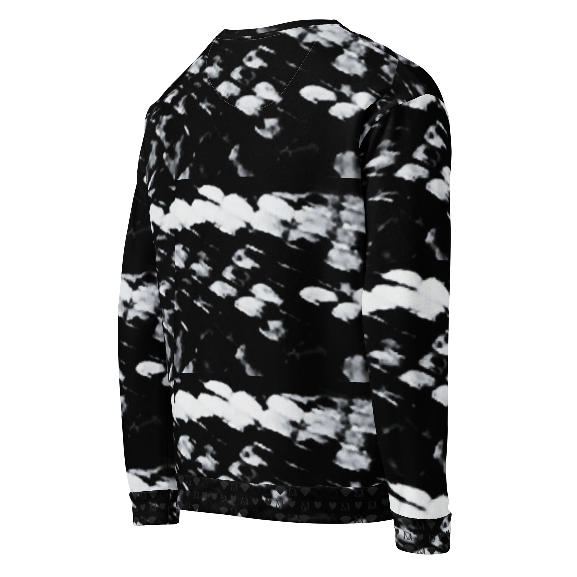 Recycled white unisex Felpa sweatshirt featuring all-over Serpentine Columbiana Puma’s Return design by Daemon Luxury.