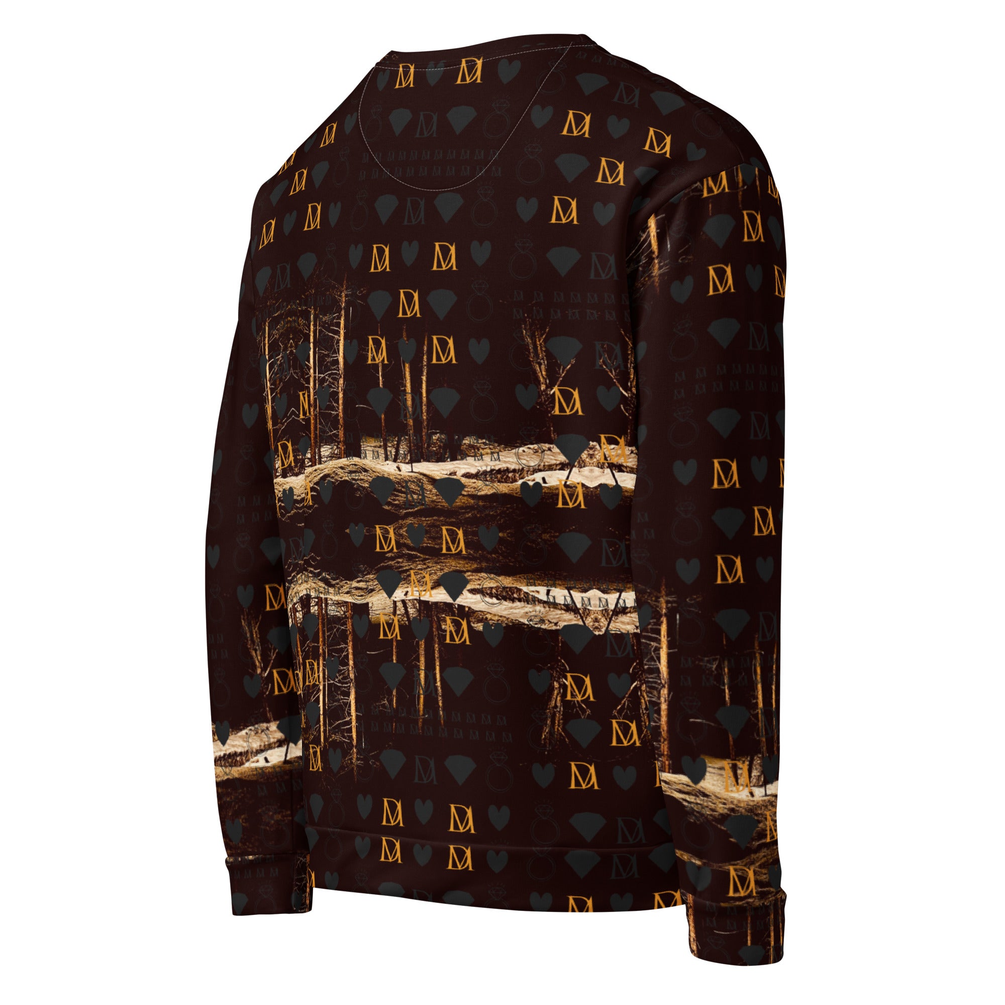 White Nightfather Luv Cannibal Winters unisex hoodie with all-over print by Daemon Luxury, showing the back design.