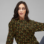 White Sun Glow California Daemon Luxury unisex recycled sweatshirt with vibrant all-over print, right-front view.