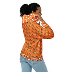 Daemon Luxury Quintara’s Sunset California Honeybee unisex zip hoodie with all-over print on white recycled fabric back view