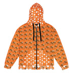 Daemon Luxury Quintara’s Sunset California Honeybee unisex white zip hoodie with all-over recycled print front view