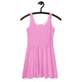 Daemon Luxury Bubblegum KAUR all-over-print skater dress with vibrant bubblegum pattern on white fabric, front view.