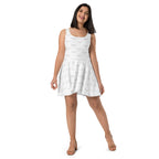 Daemon Luxury Perfect Soul KAUR speckled diamonds Artica all-over-print skater dress in white, front view