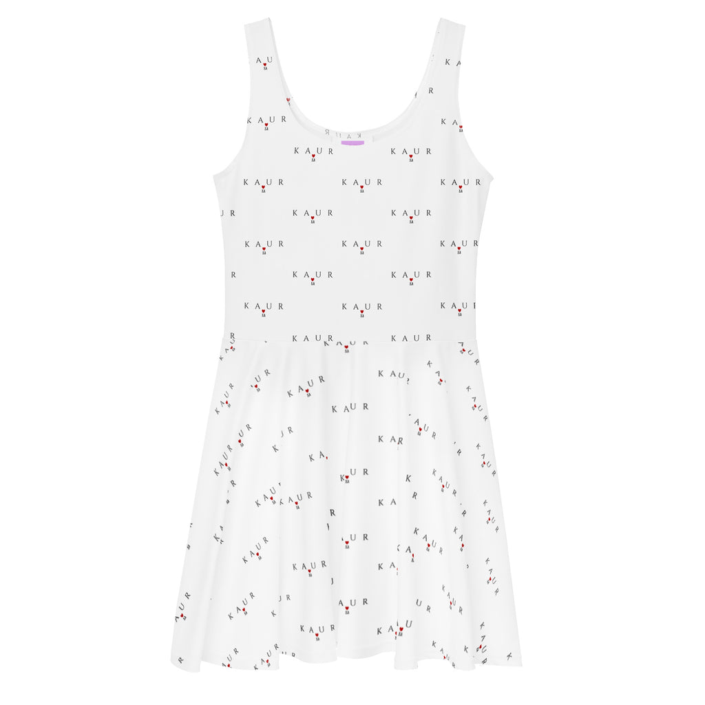 Daemon Luxury Perfect Soul KAUR speckled diamonds Artica all-over-print skater dress in white front view