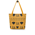 Yellow Daemon Frosted Diamonds Lucciole Falo tote bag with all-over diamond print and sturdy handles.