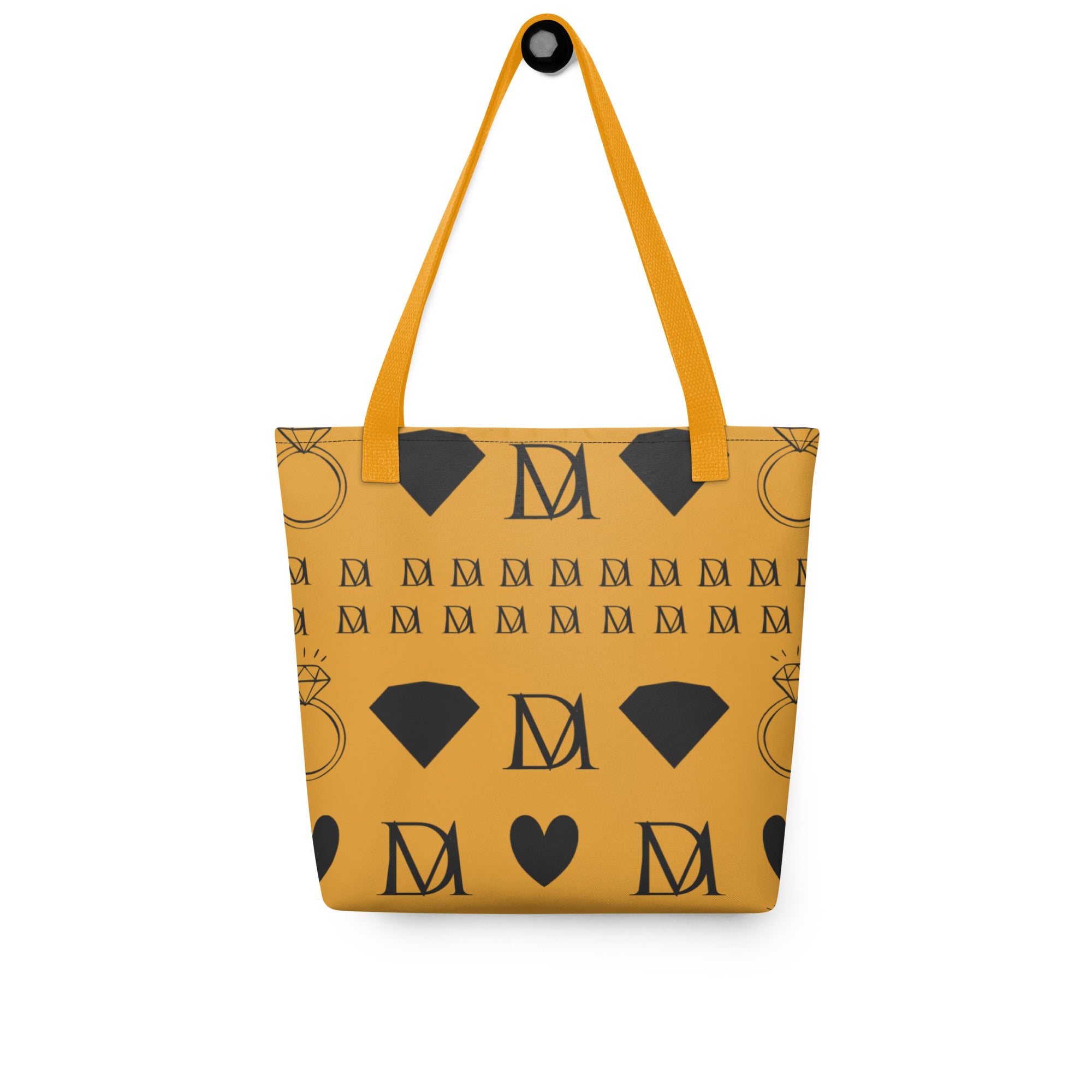 Yellow Daemon Frosted Diamonds Lucciole Falo tote bag with all-over diamond print and sturdy handles.