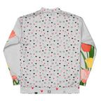 Daemon Speckled Diamonds Nardo Gardens unisex bomber jacket with all-over print in white on the back.