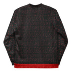 Unisex white bomber jacket with Picasso Mirrors print from Daemon Luxury, featuring a stylish all-over graphic design.