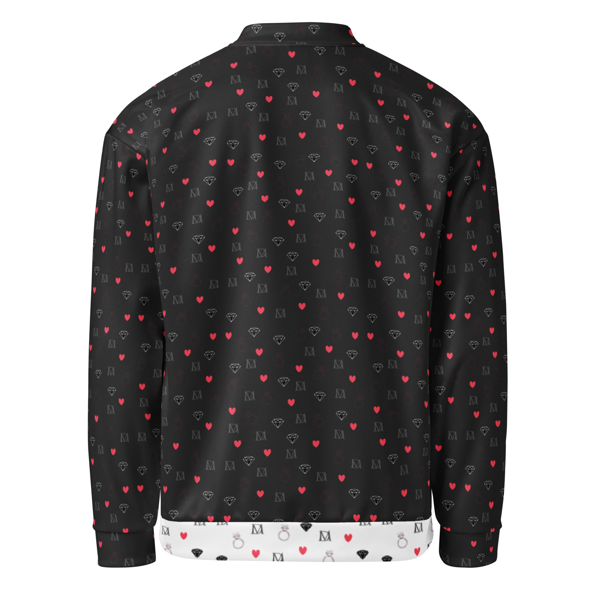Daemon Luxury Diamanti Maculati Ombra unisex bomber jacket with all-over white print and stylish design.