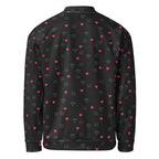 Unisex bomber jacket with speckled diamond pattern in white, designed by Daemon Luxury, featuring all-over print and a stylish fit.