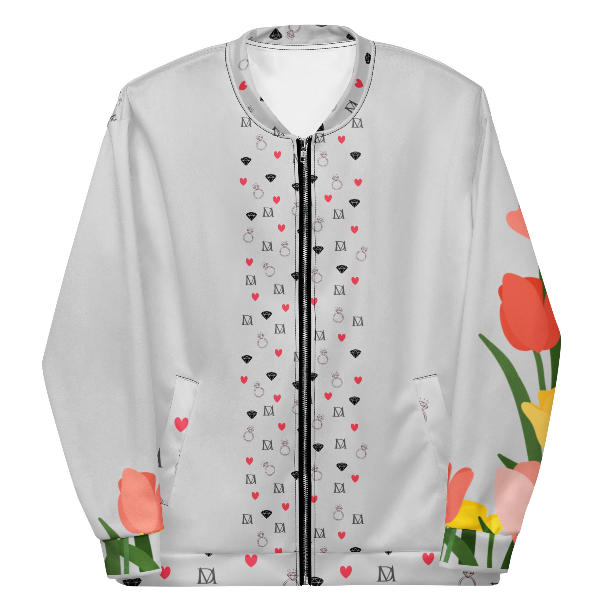Unisex white bomber jacket with all-over speckled diamond print by Daemon, stylish Nardo Gardens Nardo GARDENS Cappotto.