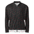 Unisex Diamanti Maculati Ombra bomber jacket by Daemon Luxury with all-over white print, front view showing stylish design.