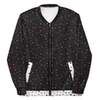 Daemon Luxury Diamanti Maculati (Ombra) unisex bomber jacket with all-over white print and stylish design.
