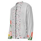 Daemon Speckled Diamonds Nardo Gardens unisex bomber jacket with all-over white print, stylish and lightweight.