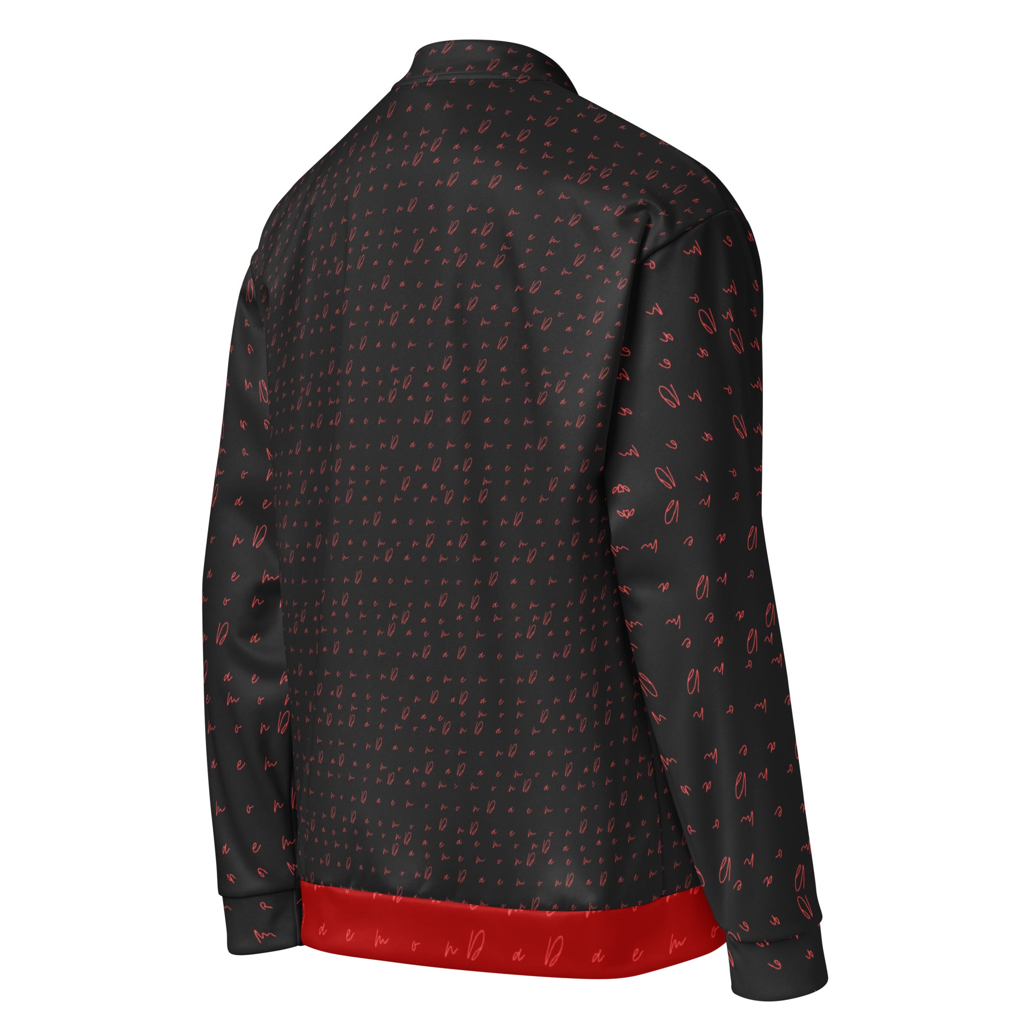 Unisex white bomber jacket with Picasso Mirrors all-over print from Daemon Luxury, showing the back detail and vibrant design.