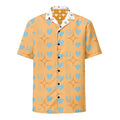Daemon Luxury Honeyberry Lights Tarmin Pale unisex button-up shirt with all-over white honeyberry print, front view.