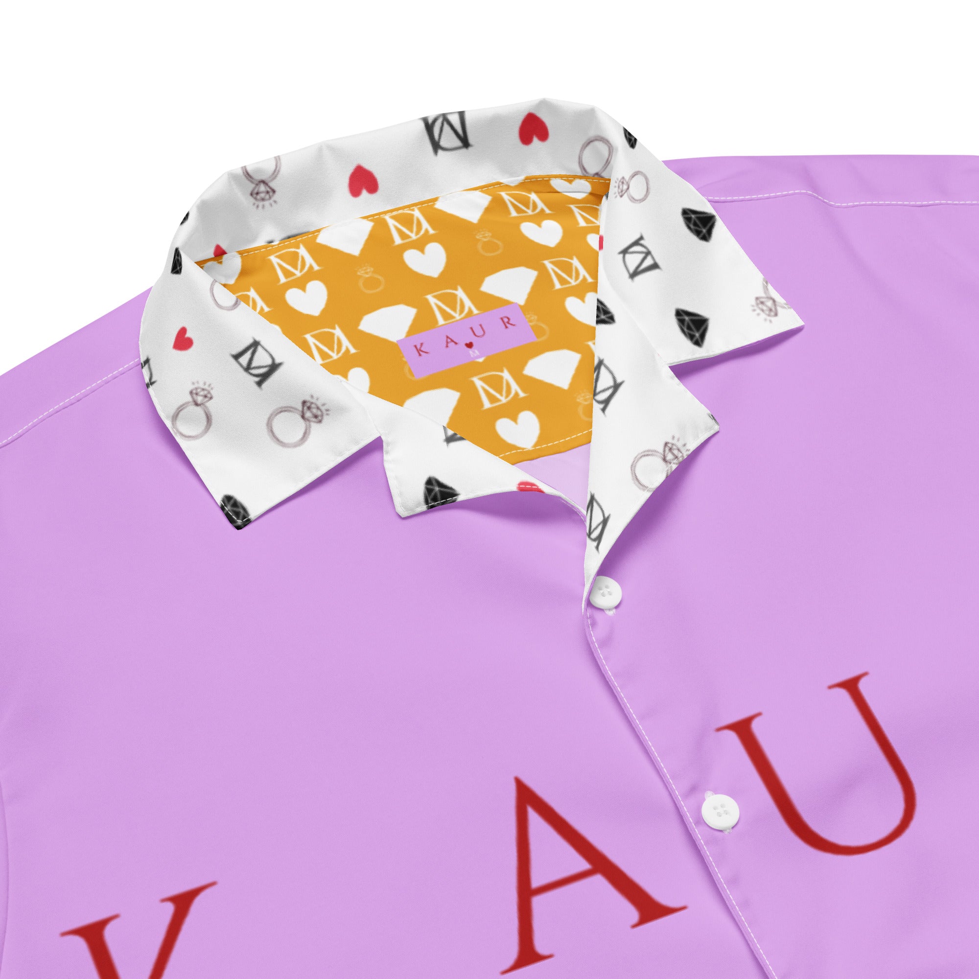 Unisex white button-up shirt by Daemon Luxury featuring all-over colorful Nimrat (Mutiyaar) floral print.
