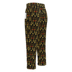Unisex white wide-leg joggers with all-over Sun Glow California print by Daemon Luxury, back view showing relaxed fit.