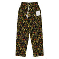 Unisex wide-leg joggers with all-over Sun Glow California print by Daemon Luxury, white color, front view.