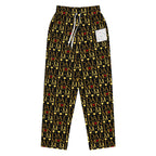 Unisex wide-leg joggers with all-over Sun Glow California print by Daemon Luxury, white color, front view.
