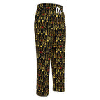 Unisex white wide-leg joggers with Sun Glow California all-over print from Daemon Luxury, front view.