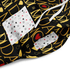 Daemon Luxury Sun Glow California unisex wide-leg joggers with all-over white Sun Glow print, comfortable lounge style.