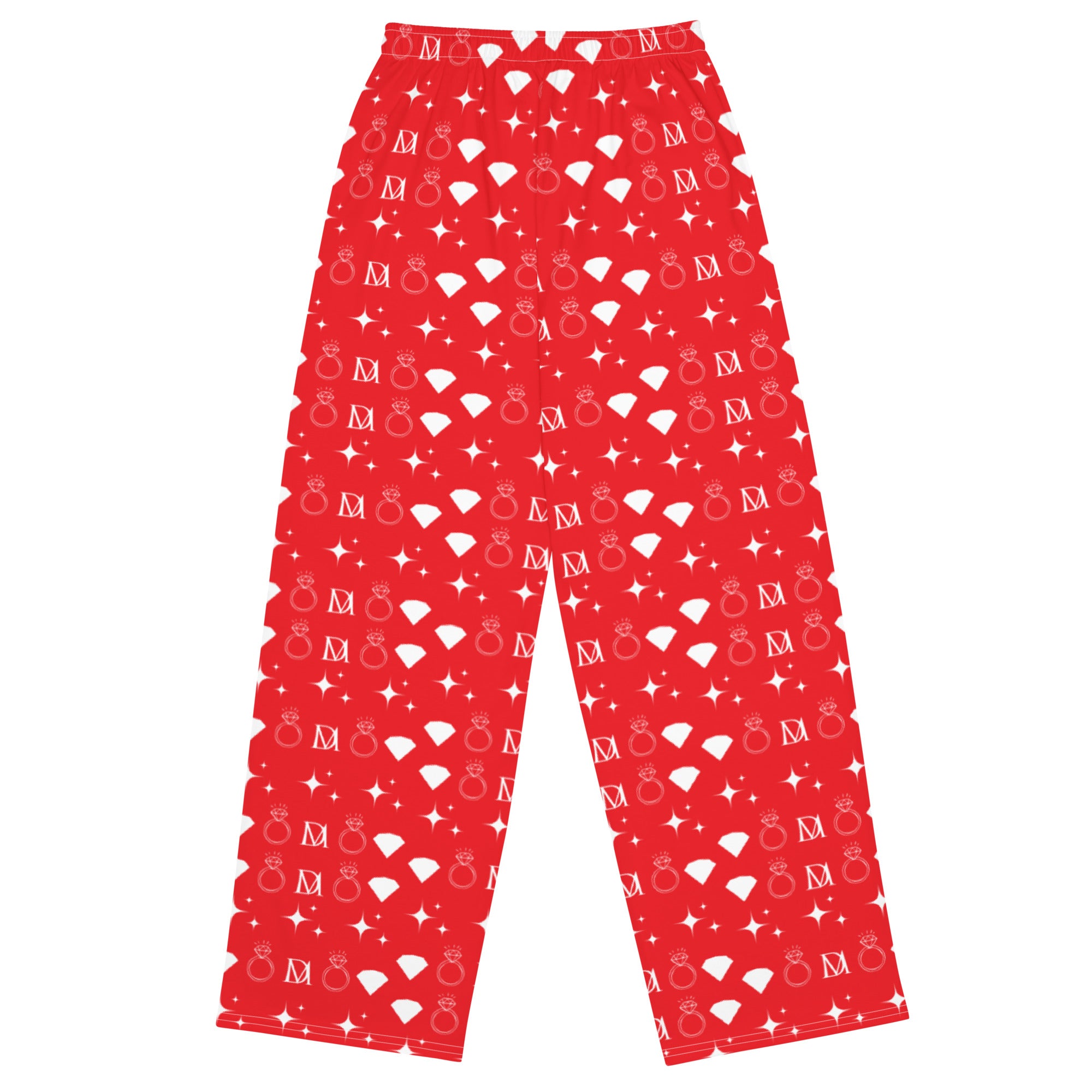 Daemon Frosted Diamonds Stardust unisex wide-leg lounge pants with an all-over white print and relaxed fit.