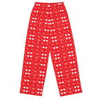 Unisex wide-leg lounge pants with frosted diamond Venus print in white, from Daemon's Lounge collection.
