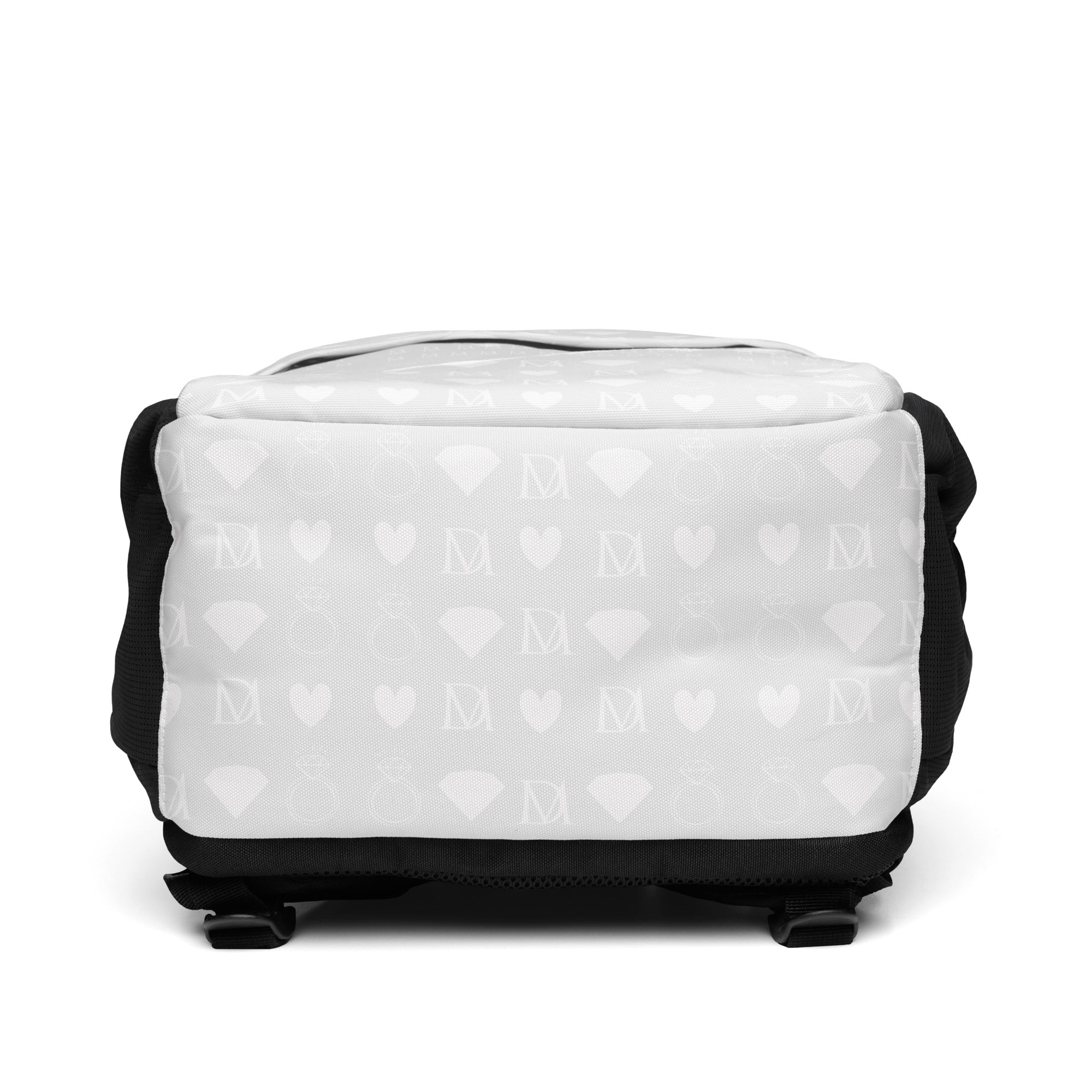 Daemon Frosted Diamonds Glacier backpack with all-over white and diamond pattern, featuring a sturdy utility design.