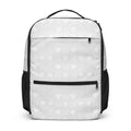 Daemon Frosted Diamonds Glacier all-over-print utility backpack in white, showcasing a stylish, durable design with eye-catching pattern.