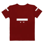 White SACHI BANS Premio il Woman crew neck T-shirt by Daemon Luxury with all-over print, shown from the back.