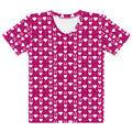 White crew neck t-shirt featuring all-over-print frosted diamonds relay design by Daemon Luxury for women.