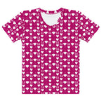 White crew neck t-shirt featuring all-over-print frosted diamonds relay design by Daemon Luxury for women.