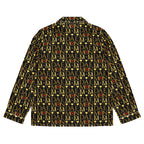 Daemon Luxury Sun Glow California women's silk long-sleeve pajama top with all-over sunset print on white fabric.