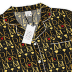 Daemon Luxury Sun Glow California women's silk pajama top with all-over vibrant print, long sleeves, and comfortable fit.