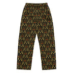Daemon Luxury Sun Glow California women's silk pajama pants with all-over white print and relaxed fit.