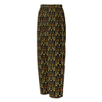 Daemon Luxury Sun Glow California women's silk pajama pants with all-over print in white, front view showing relaxed fit and soft fabric
