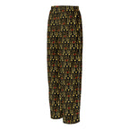 Daemon Luxury Sun Glow California women's pajama pants with a white all-over print, made from silky satin fabric.