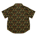 Daemon Luxury Sun Glow California women's short-sleeve silk pajama top with all-over print on white fabric.