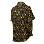 Daemon Luxury Sun Glow California women's satin pajama top with all-over print, short sleeves, and a white background.