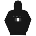 Daemon Stealth Pardon unisex black hoodie with front pocket and hood, made from premium cotton fabric.