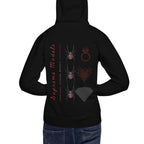 Daemon Luxury Supreme Models Widowed hoodie, black cotton heritage unisex pullover with hood and back design.