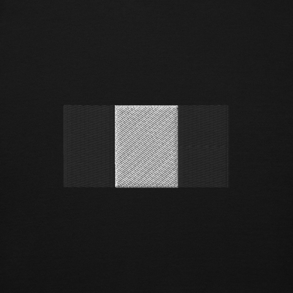 Daemon Stealth Pardon cotton hoodie with hood, unisex black pullover featuring a minimalist design and comfortable fit.