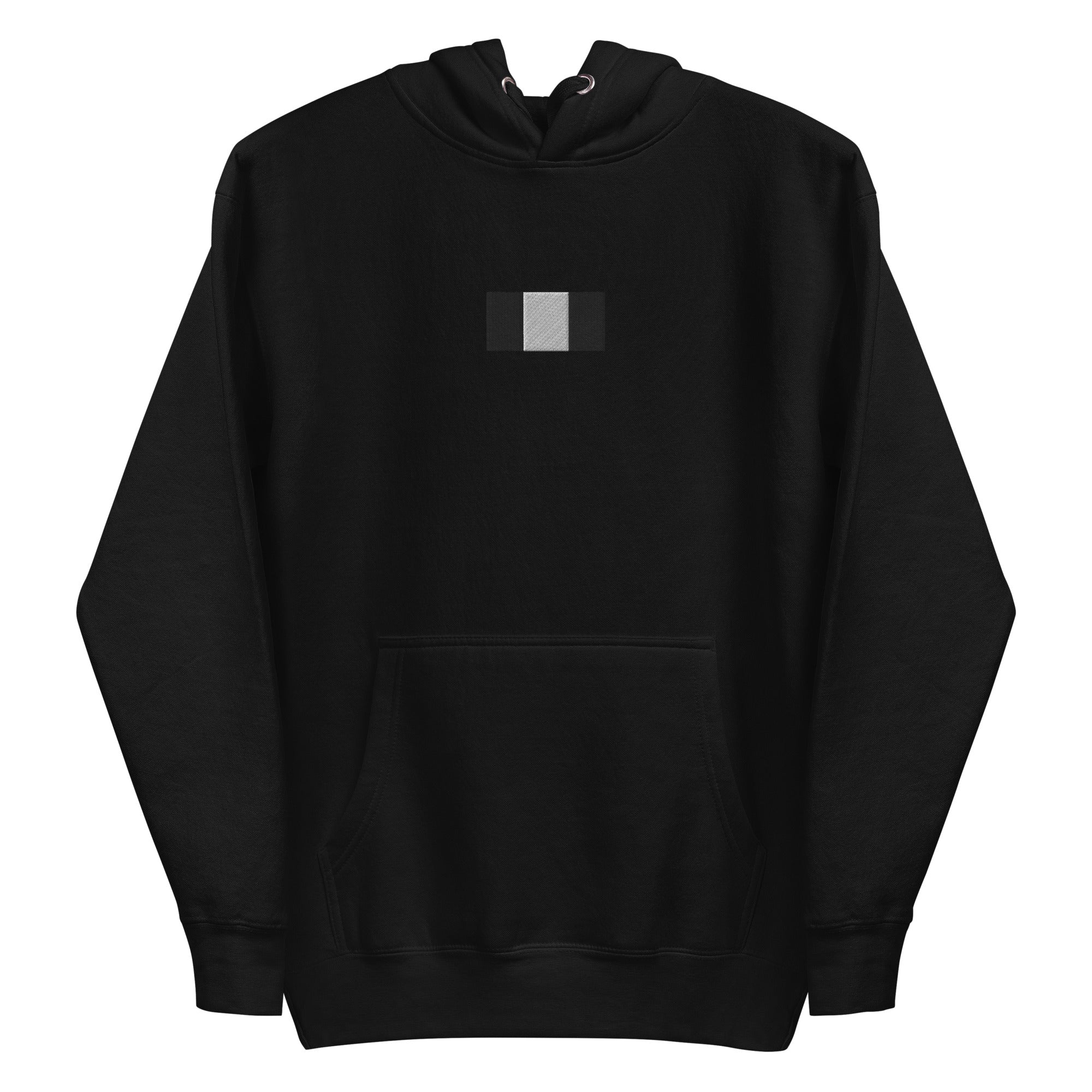 Daemon Stealth Pardon unisex black cotton hoodie with front design and pullover style.