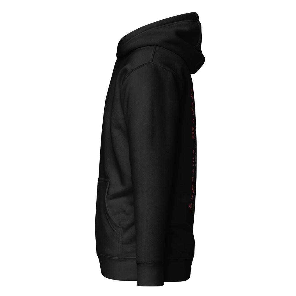 Daemon Luxury Supreme Models Widowed cotton hoodie with hood, black unisex pullover sweatshirt, casual and comfortable.