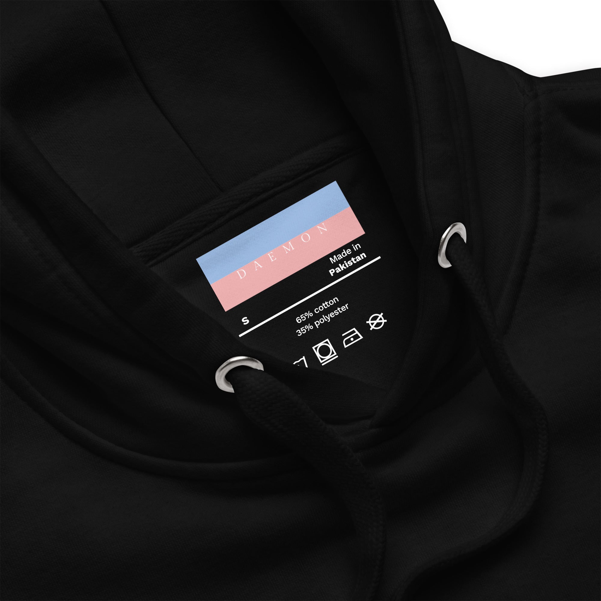 Daemon Stealth Pardon unisex black hoodie with cotton heritage fabric, featuring a comfortable pullover design with hood.