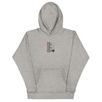 Daemon Luxury Supreme Models More Less Love unisex cotton hoodie with front graphic in carbon grey, cozy and stylish pullover sweatshirt.