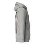 Daemon Luxury Supreme Models More Less Love unisex cotton hoodie in carbon grey with hood and minimal design.