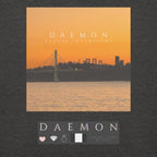Daemon St. Francis Lux Angelic Winters hoodie, unisex charcoal heather cotton pullover with hood and front pocket.